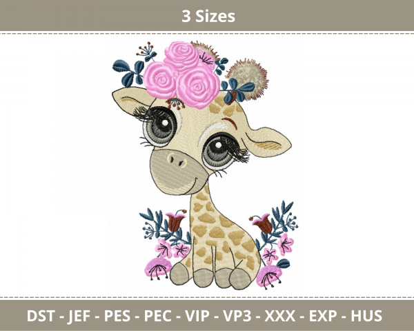 Baby Giraffe Machine Embroidery Designs-3 Sizes-instant download