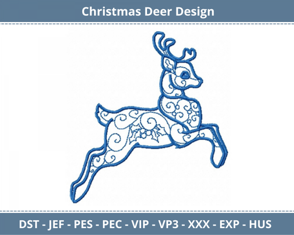 Christmas Deer Machine Embroidery Design