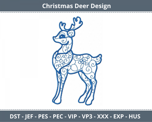 Christmas Deer Machine Embroidery Designs-1 Size-instant download