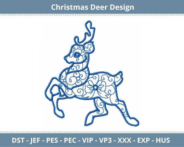 Christmas Deer Machine Embroidery Design