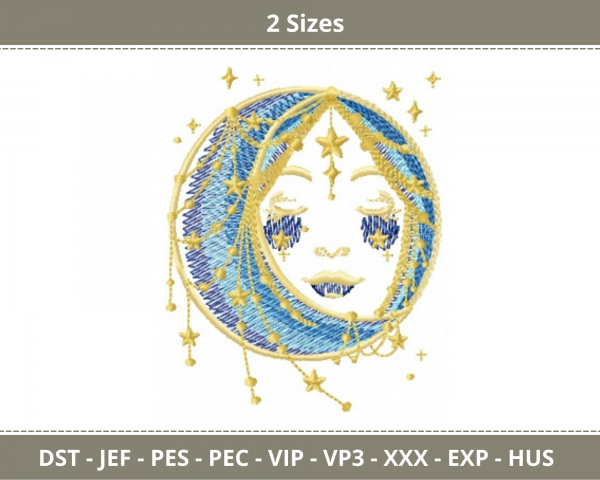 Moon & Stars Machine Embroidery Designs-2 Sizes-instant download