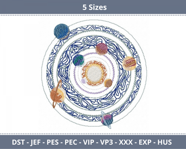 Planets Machine Embroidery Designs-5 Sizes-instant download