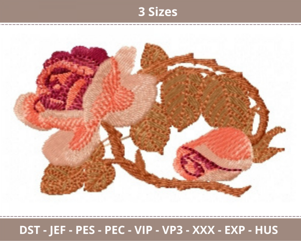 Flowers Machine Embroidery Designs-3 Sizes-instant download