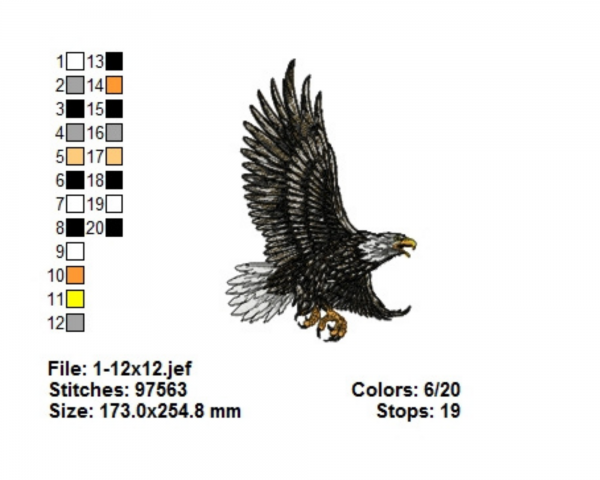 Eagle Machine Embroidery Designs-1 Size-instant download