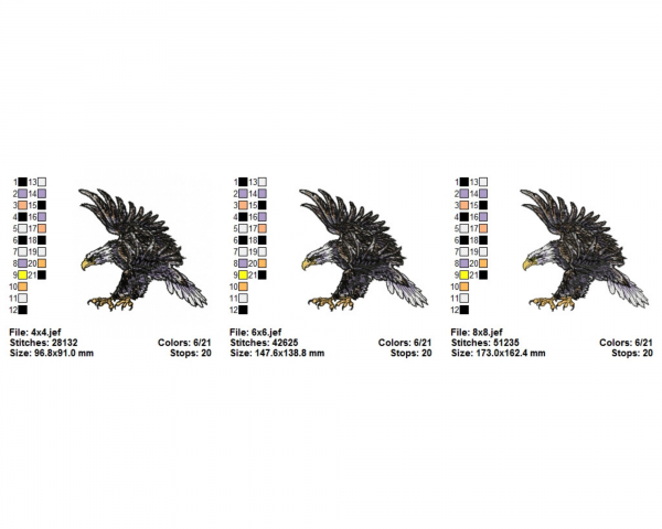 Hawk Bird Machine Embroidery Designs-3 Sizes-instant download