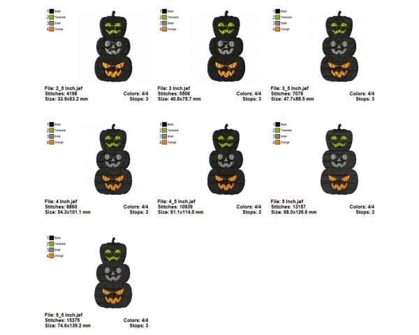 Halloween Pumpkin Machine Embroidery Designs-7 Sizes-instant download