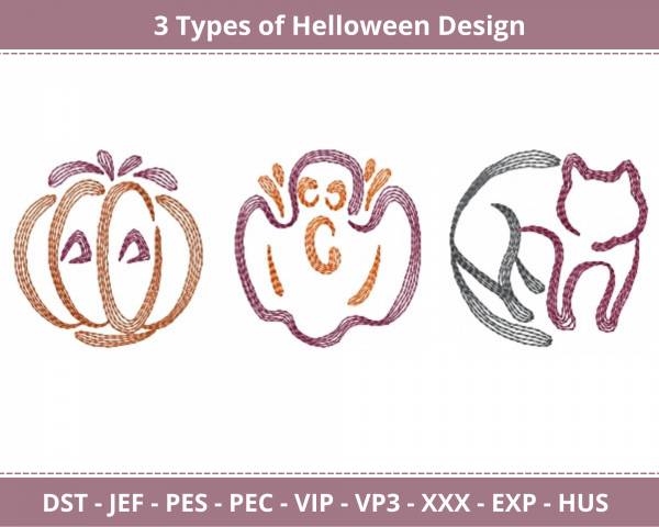 Halloween Machine Embroidery Designs-3 Types-1 Size-instant download