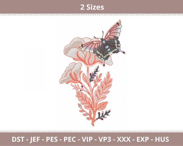 Butterfly Machine Embroidery Designs-2 Sizes-instant download