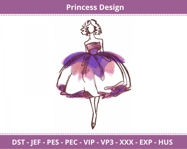 Princess Machine Embroidery Designs-1 Size-instant download