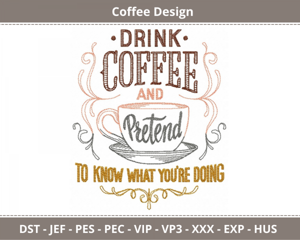 Coffee Machine Embroidery Designs-1 Size-instant download