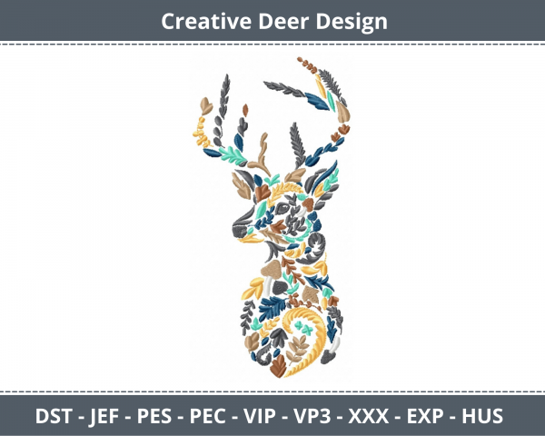 Creative Deer Machine Embroidery Design