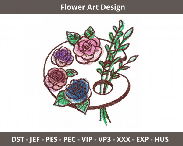 Flower Art Machine Embroidery Designs-1 Size-instant download