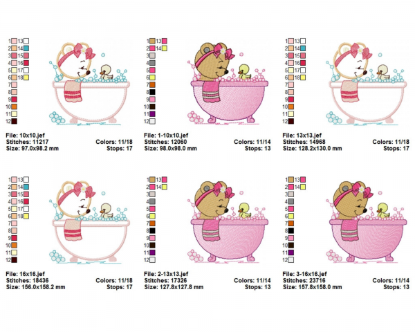Teddy Bear Machine Embroidery Designs-2 Types-3 Sizes-instant download