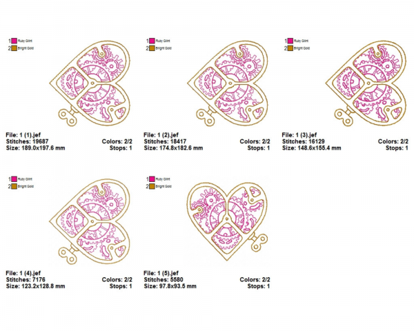 Heart Machine Embroidery Designs-5 Sizes-instant download