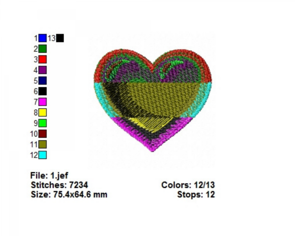 Heart  Machine Embroidery Designs-1 Size-instant download