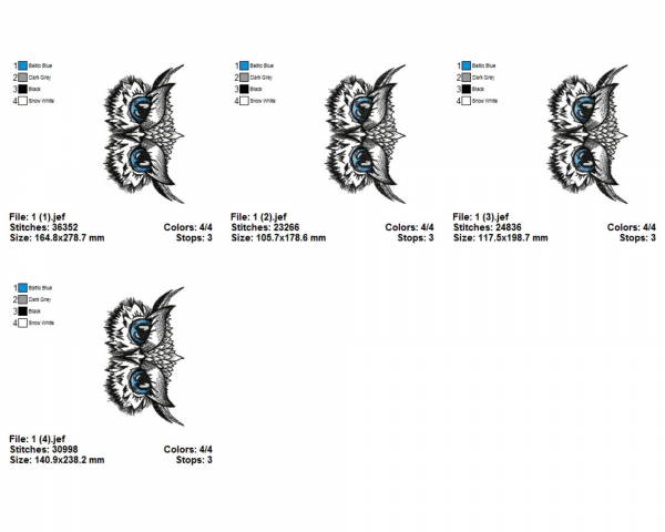 Owl Bird Machine Embroidery Designs-4 Sizes-instant download