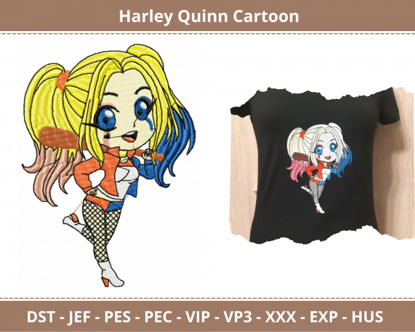 Harley Quinn Cartoon  Machine Embroidery Design
