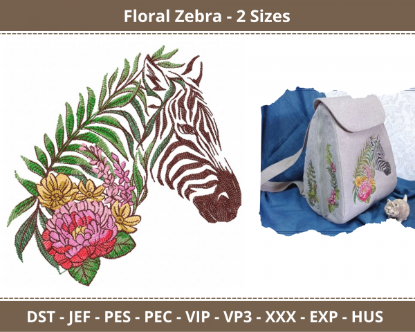 Floral Zebra Machine Embroidery Designs