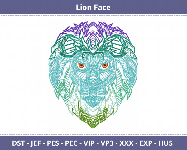 Lion Face  Machine Embroidery Design
