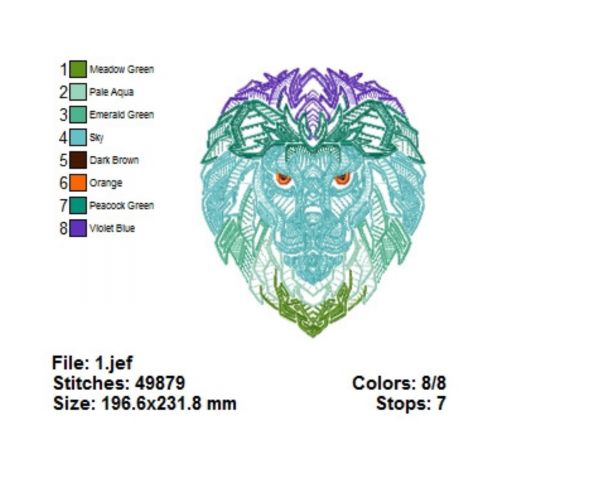 Lion Face  Machine Embroidery Designs-1 Size-instant download