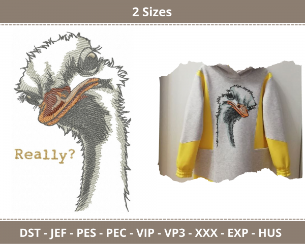 Ostrich Bird Machine Embroidery Designs-2 Sizes-instant download