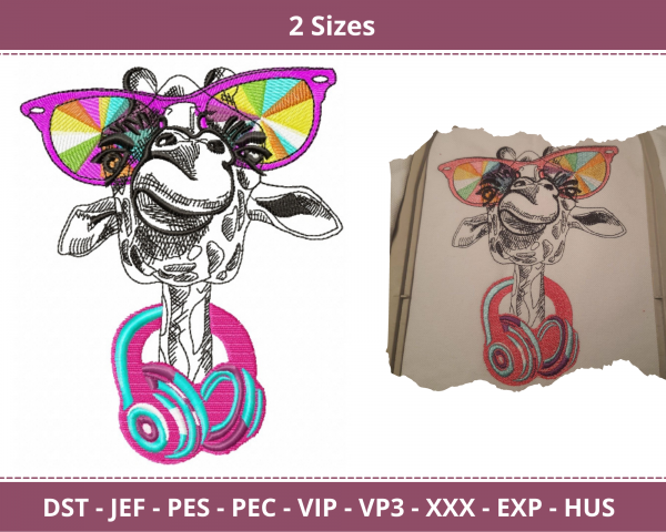 Crazy Giraffe Machine Embroidery Designs-2 Sizes-instant download