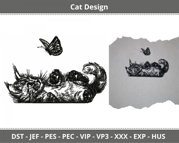 Crazy Cat  Machine Embroidery Design
