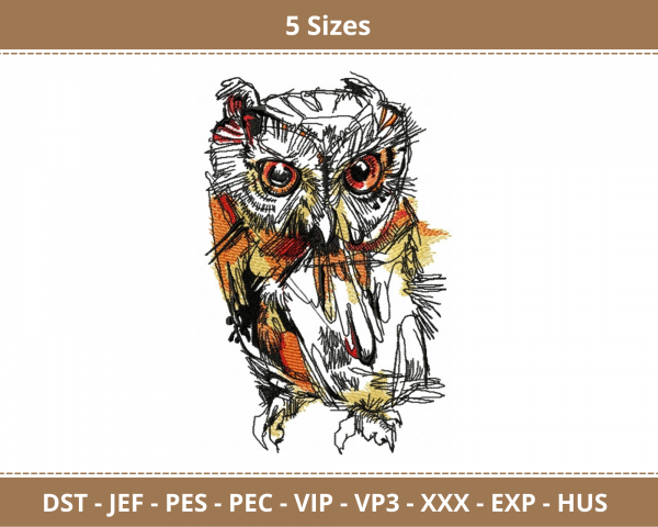 Owl Bird Machine Embroidery Designs-5 Sizes-instant download