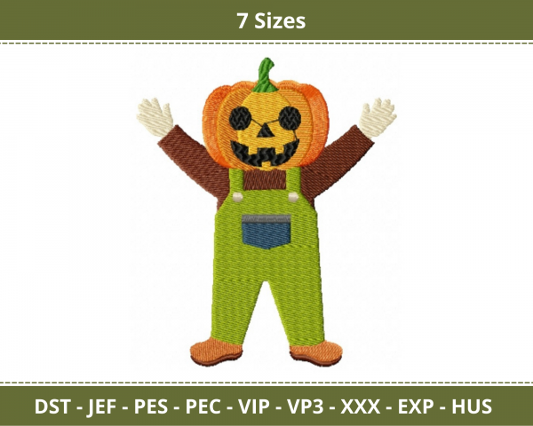 Pumpkin Head Machine Embroidery Designs-7 Sizes-instant download