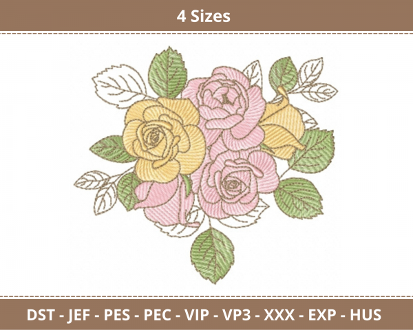 Flowers Machine Embroidery Designs-4 Sizes-instant download