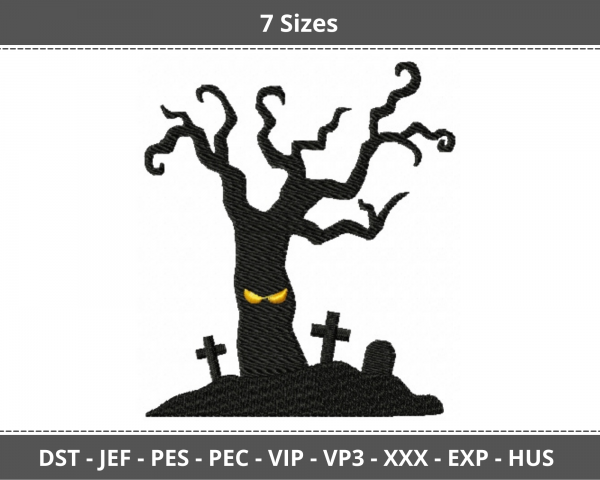 Halloween Tree Machine Embroidery Designs-7 Sizes-instant download