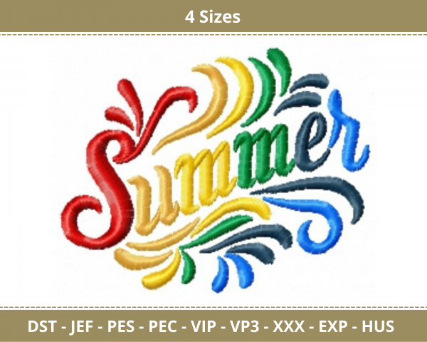 Summer Machine Embroidery Designs-4 Sizes-instant download