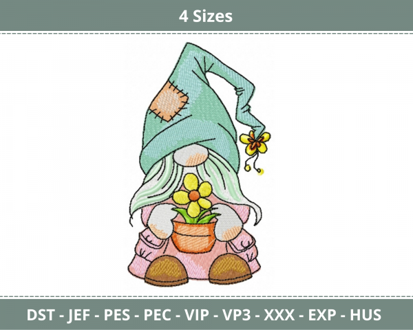 Summer Gnome Machine Embroidery Designs-4 Sizes-instant download