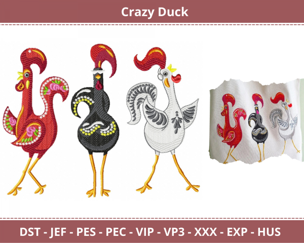 Crazy Duck Machine Embroidery Design
