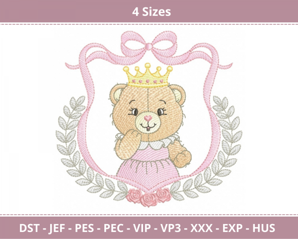 Cute Teddy Machine Embroidery Designs-4 Sizes-instant download