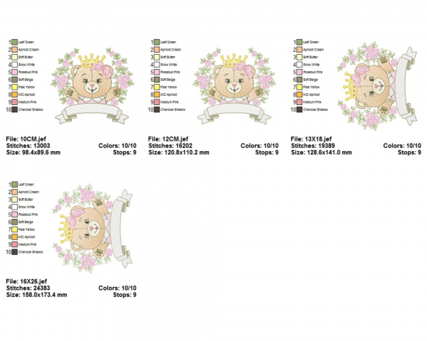 Floral Teddy Bear Machine Embroidery Designs-4 Sizes-instant download