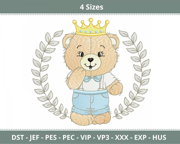 Floral Teddy Bear Machine Embroidery Designs