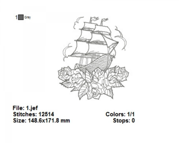 Ship Machine Embroidery Designs-1 Size-instant download