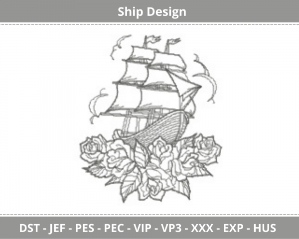 Ship Machine Embroidery Designs-1 Size-instant download