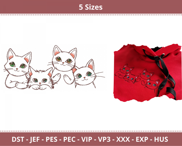 Crazy Cats Machine Embroidery Designs-5 Sizes-instant download