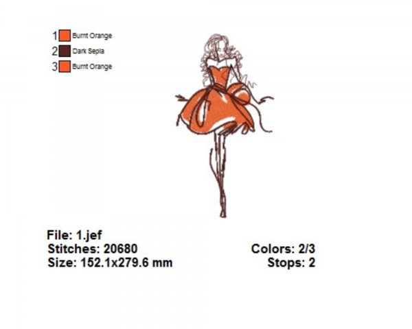 Fashion Girl  Machine Embroidery Designs-1 Size-instant download