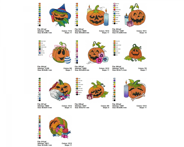 Pumpkin Decoration Machine Embroidery Designs-10 Types-1 Size-instant download