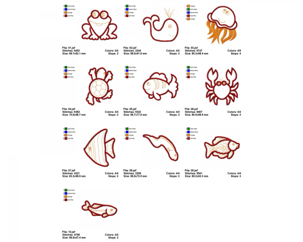 Marin Life Machine Embroidery Designs-10 Types-1 Size-instant download