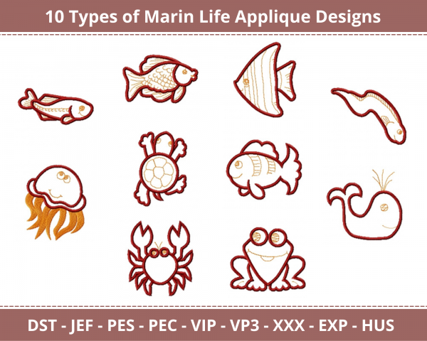 Marin Life Machine Embroidery Designs
