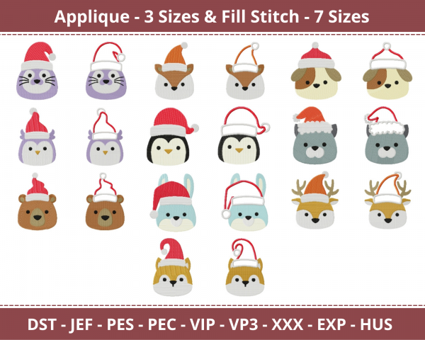 Christmas Machine Embroidery Designs-Applique (3 Sizes)-Fill Stitch (7 Sizes)-instant download