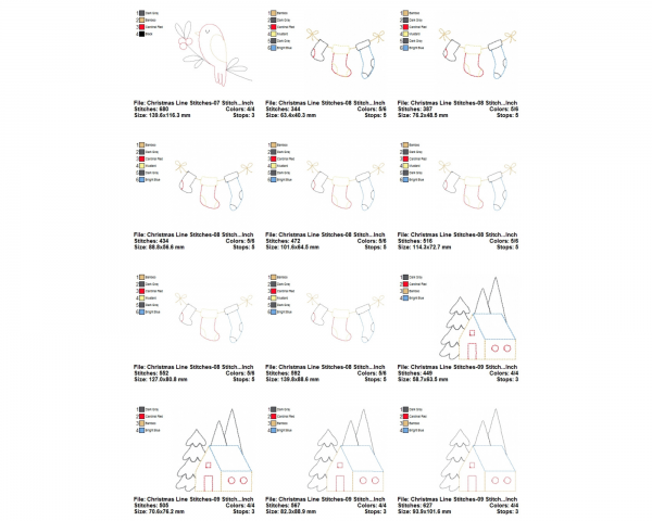 Christmas Elements Machine Embroidery Designs-7 Sizes-instant download