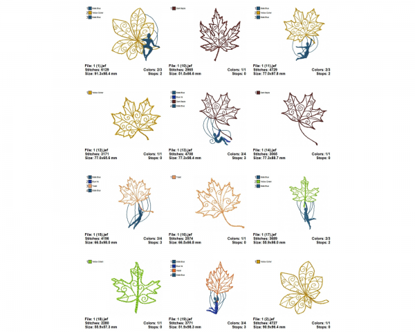 Leaves Machine Embroidery Designs-20 Types-1 Size-instant download