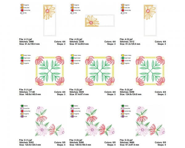Line Work Floral Machine Embroidery Designs-10 Types-3 Sizes-instant download