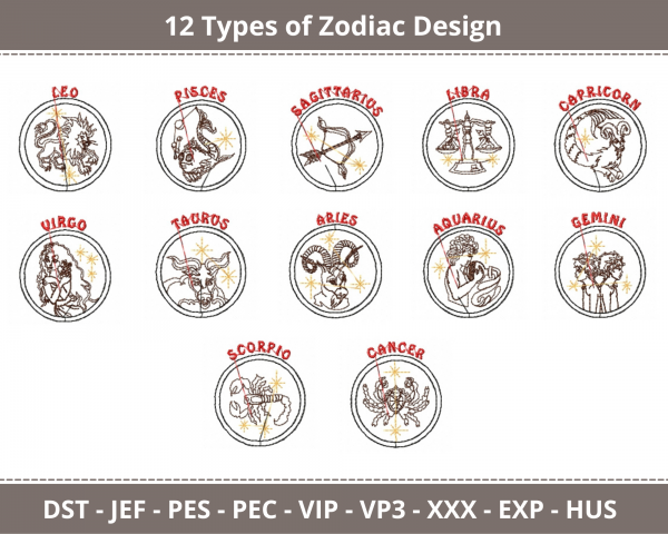 Zodiac Machine Embroidery Designs