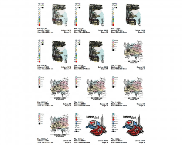 City Machine Embroidery Designs-10 Types-5 Sizes-instant download